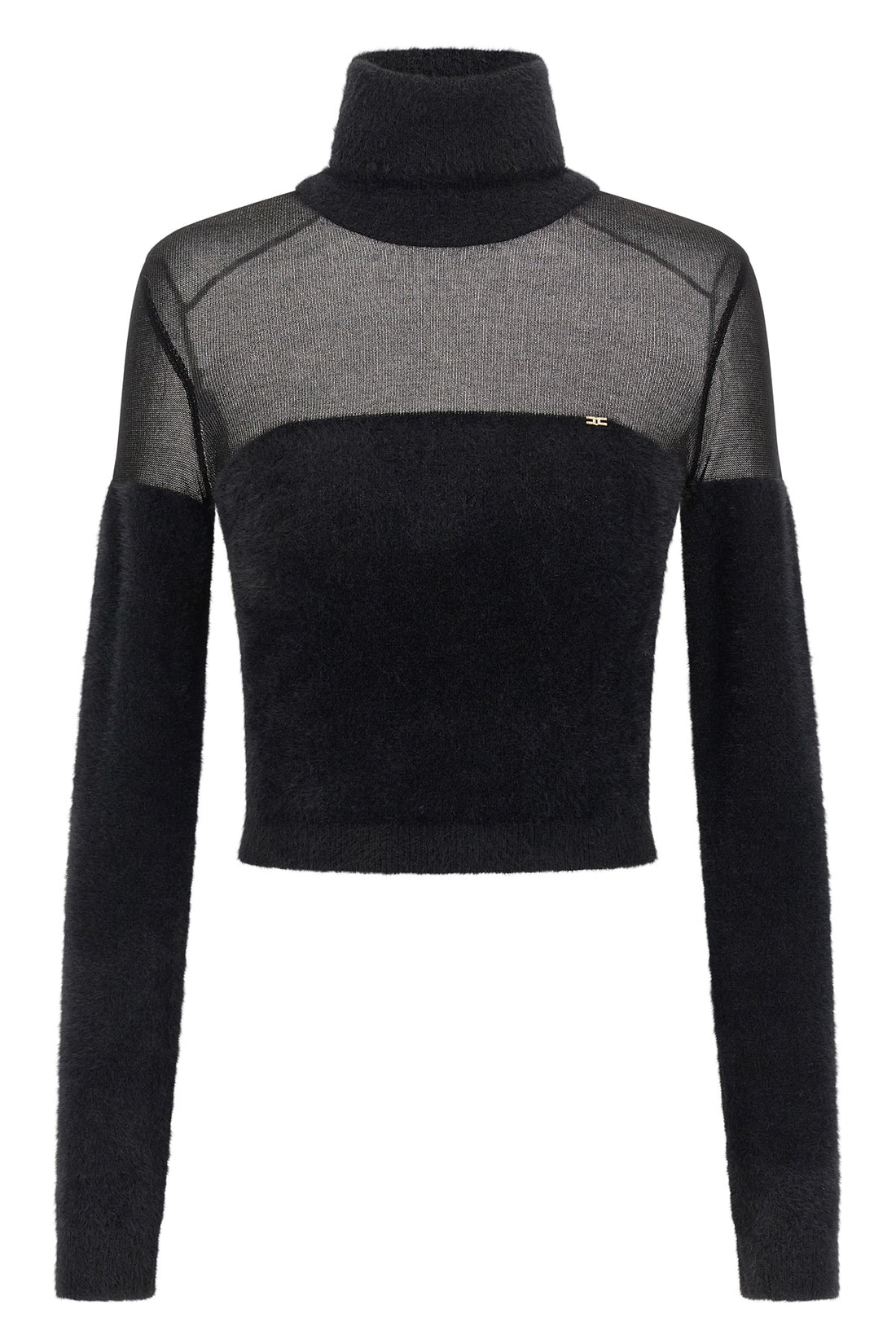 ELISABETTA FRANCHI 40 fur-effect knitted turtleneck sweater