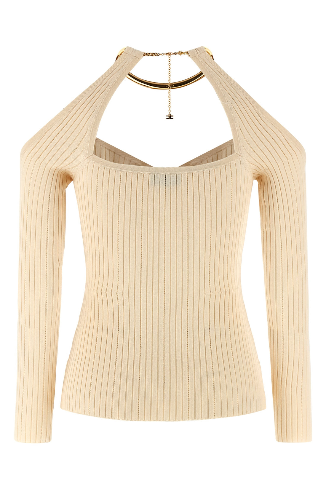 ELISABETTA FRANCHI 40 off-the-shoulder stretch viscose blend sweater