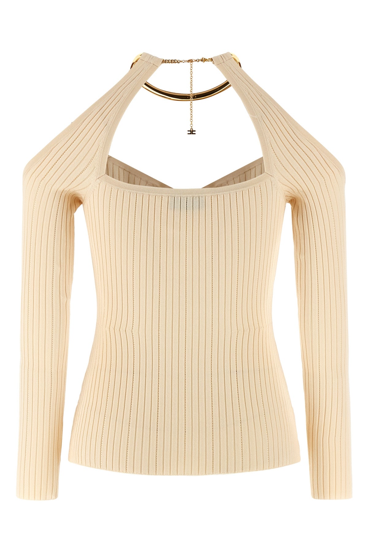 off-the-shoulder stretch viscose blend sweater