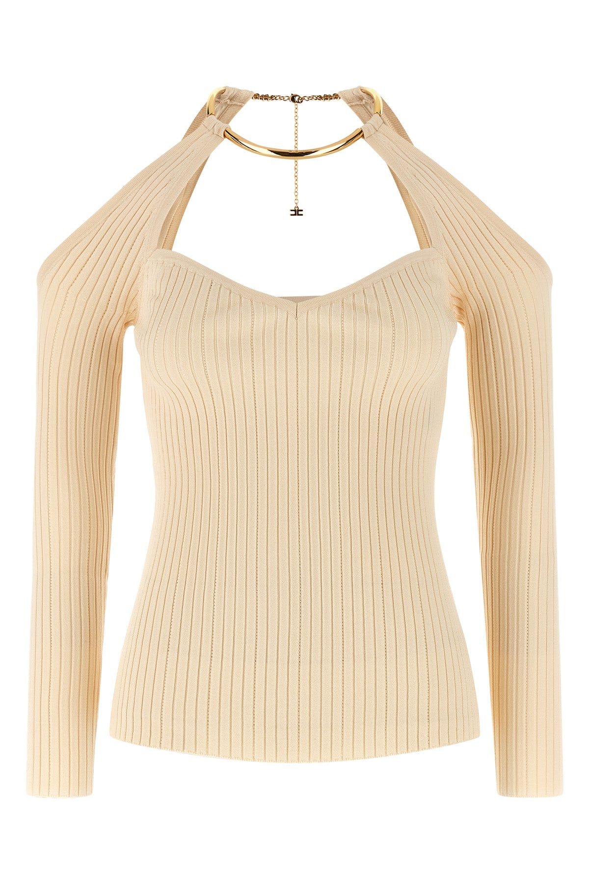 off-the-shoulder stretch viscose blend sweater