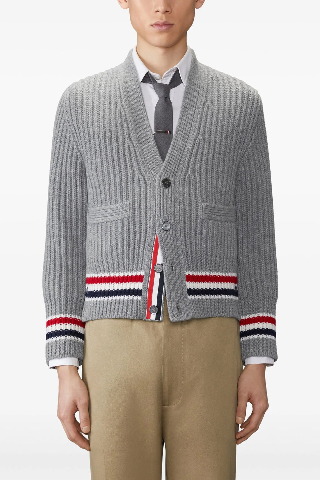 THOM BROWNE 2 ribbed cashmere cardigan