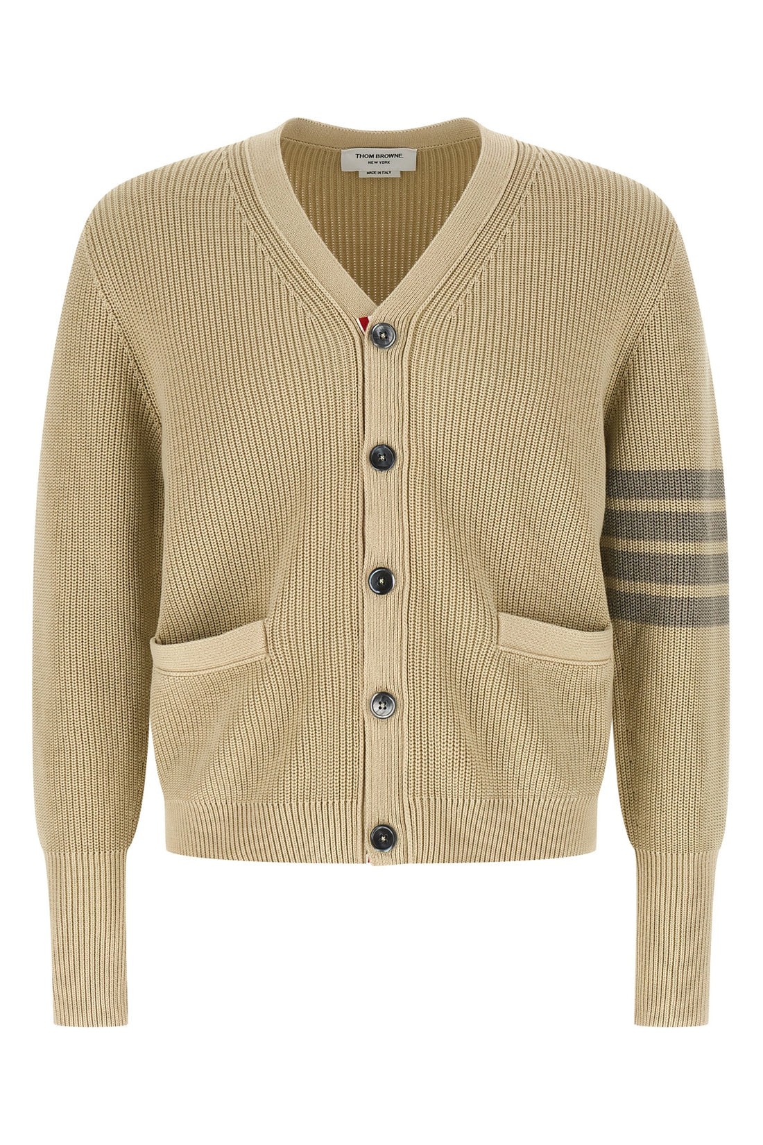 THOM BROWNE 3 garment dye cotton knit cardigan