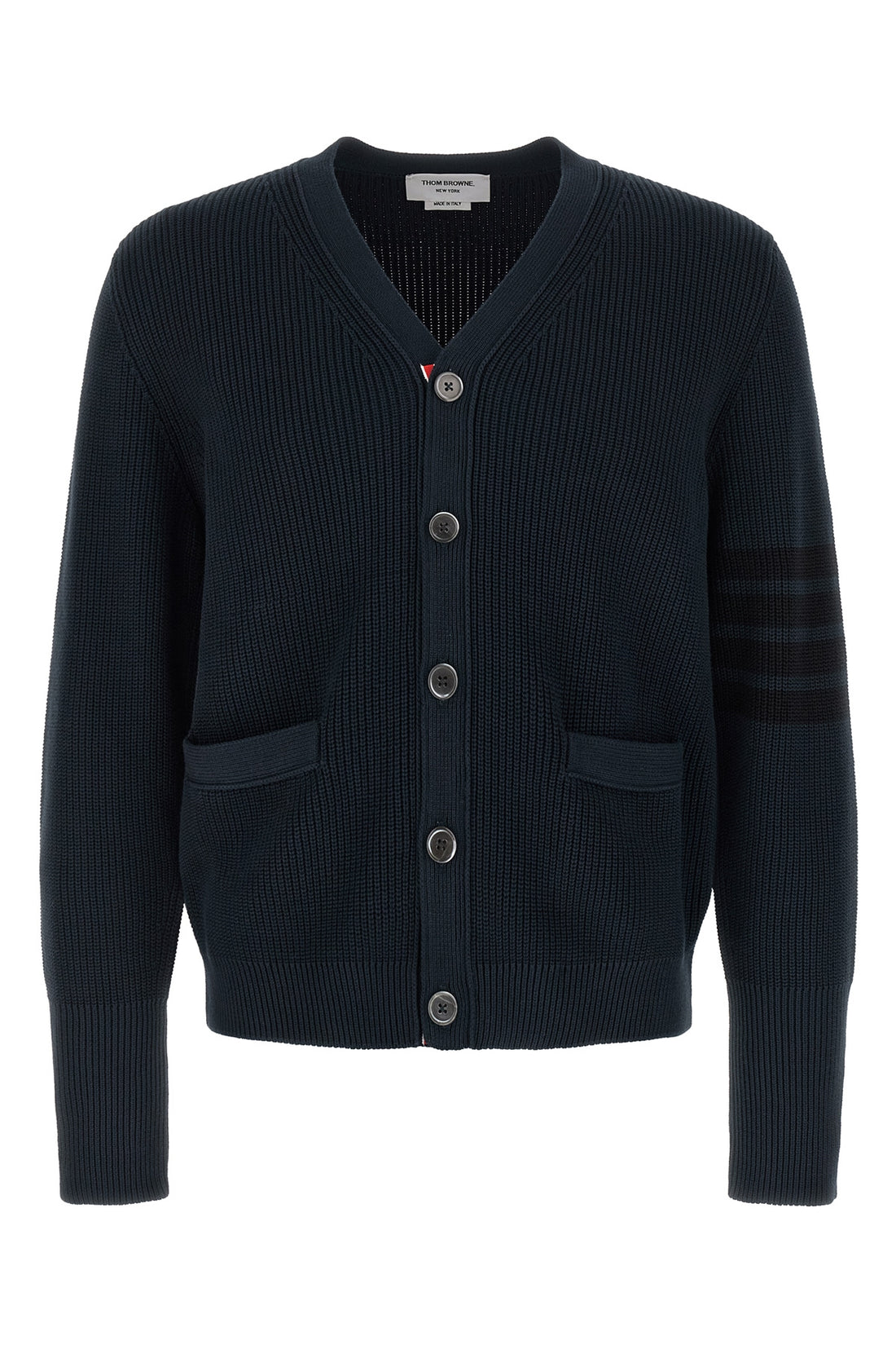 THOM BROWNE 2 garment dye cotton knit cardigan