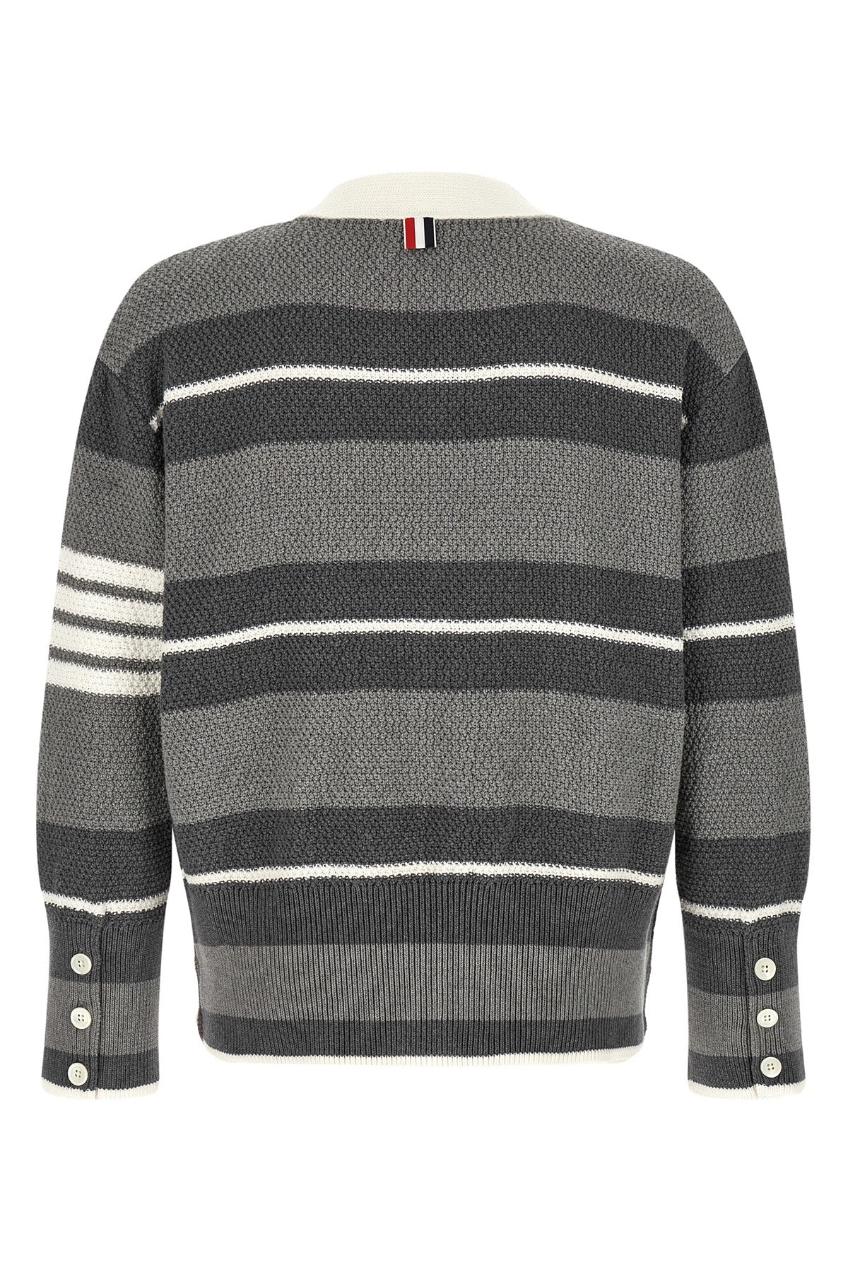 striped knitted heavy cotton cardigan