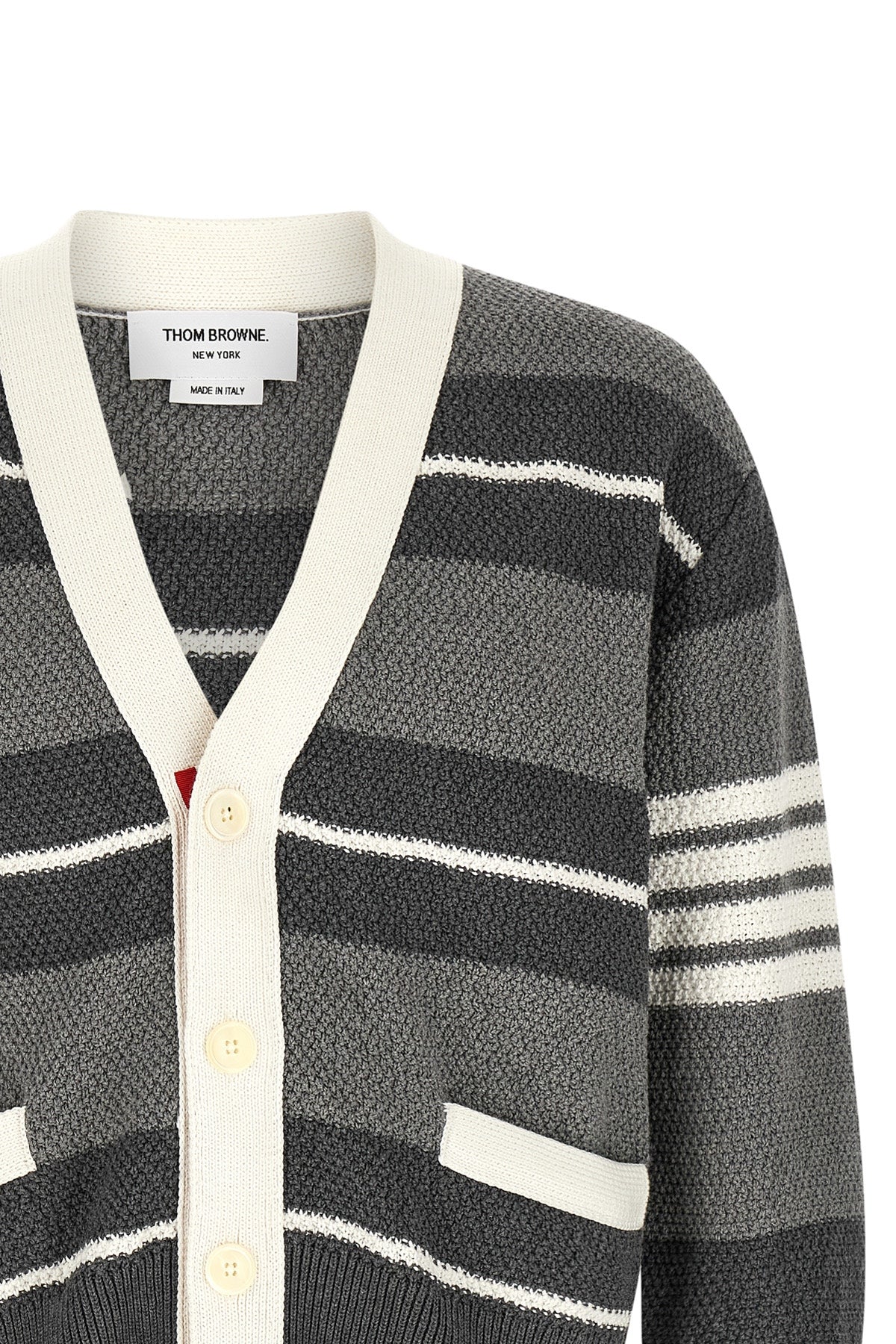 striped knitted heavy cotton cardigan