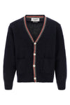 the thom browne cardigan in a fine wool and mohair blend