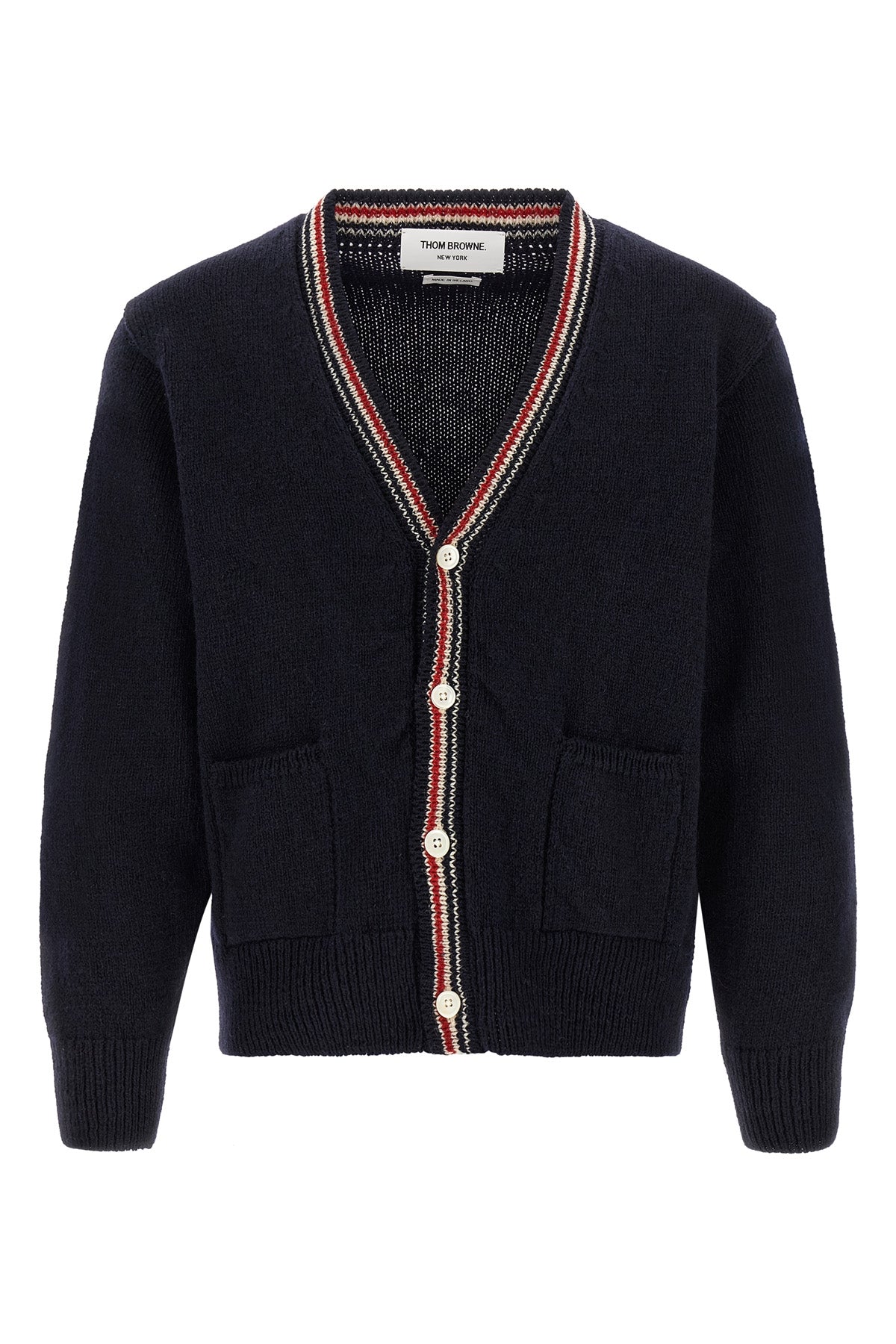 the thom browne cardigan in a fine wool and mohair blend