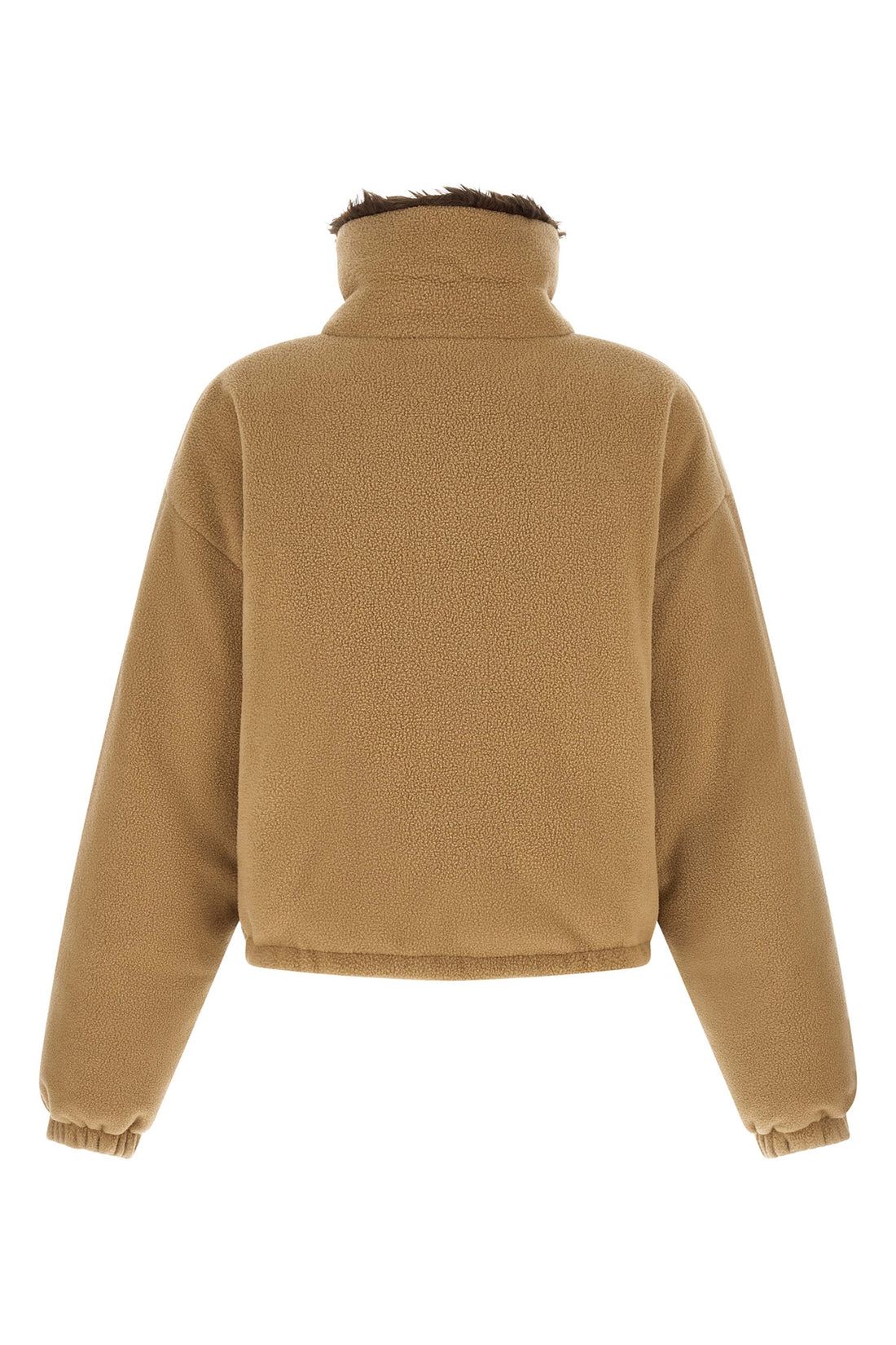 MIU MIU 38 miu miu short down jacket redefines volumes through a compact and structured sil