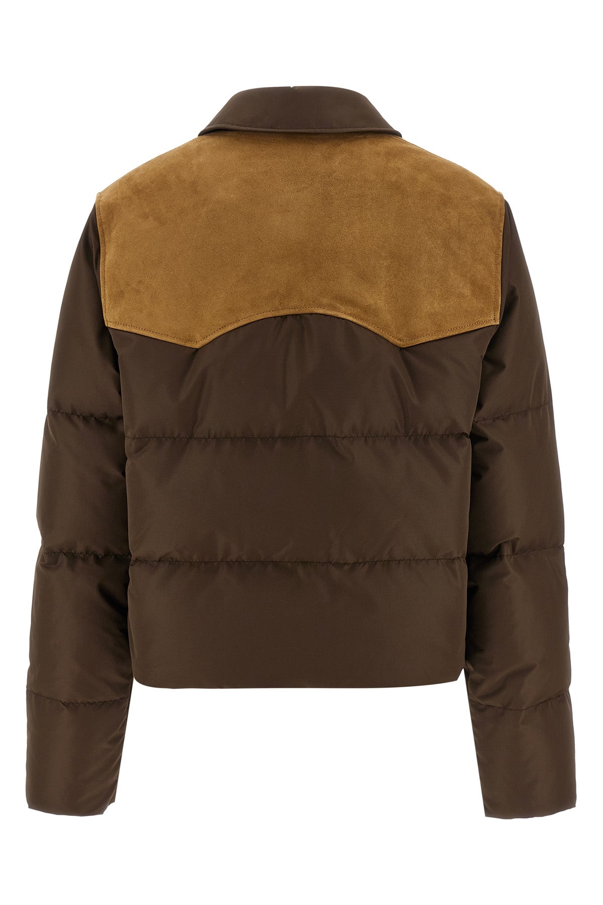 quilted and goose feather padded pongé jacket