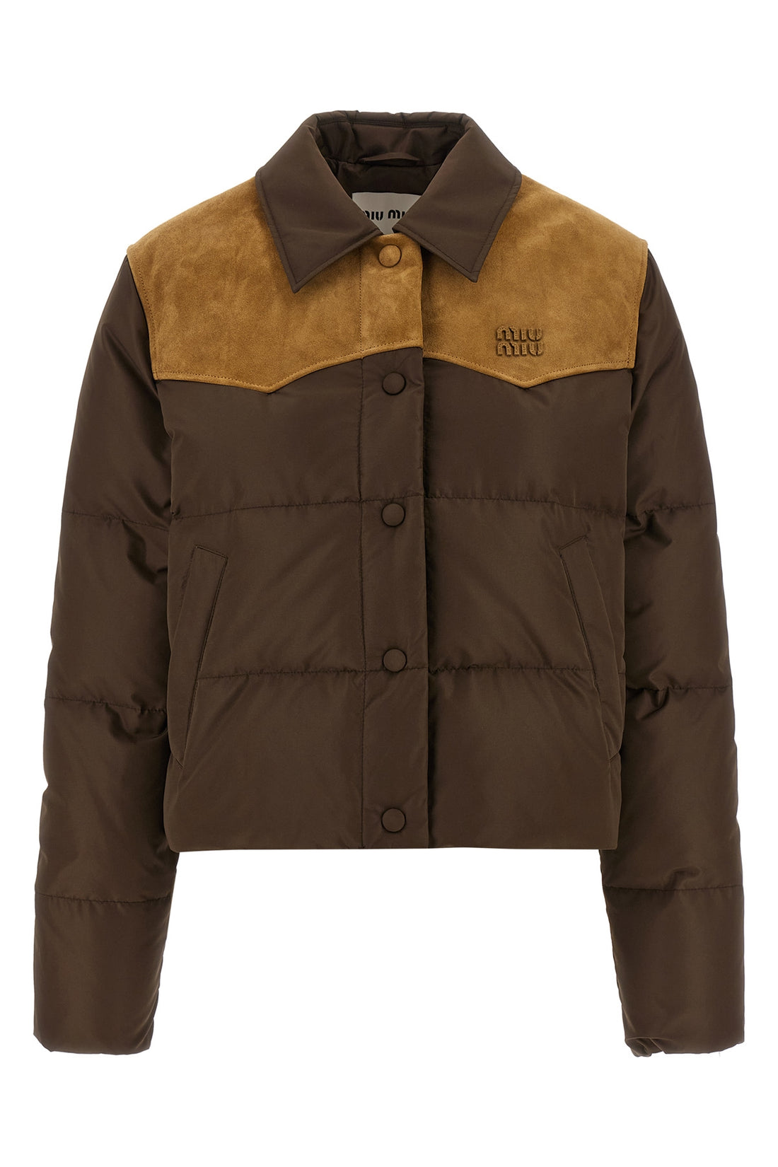 MIU MIU 36 quilted and goose feather padded pongé jacket