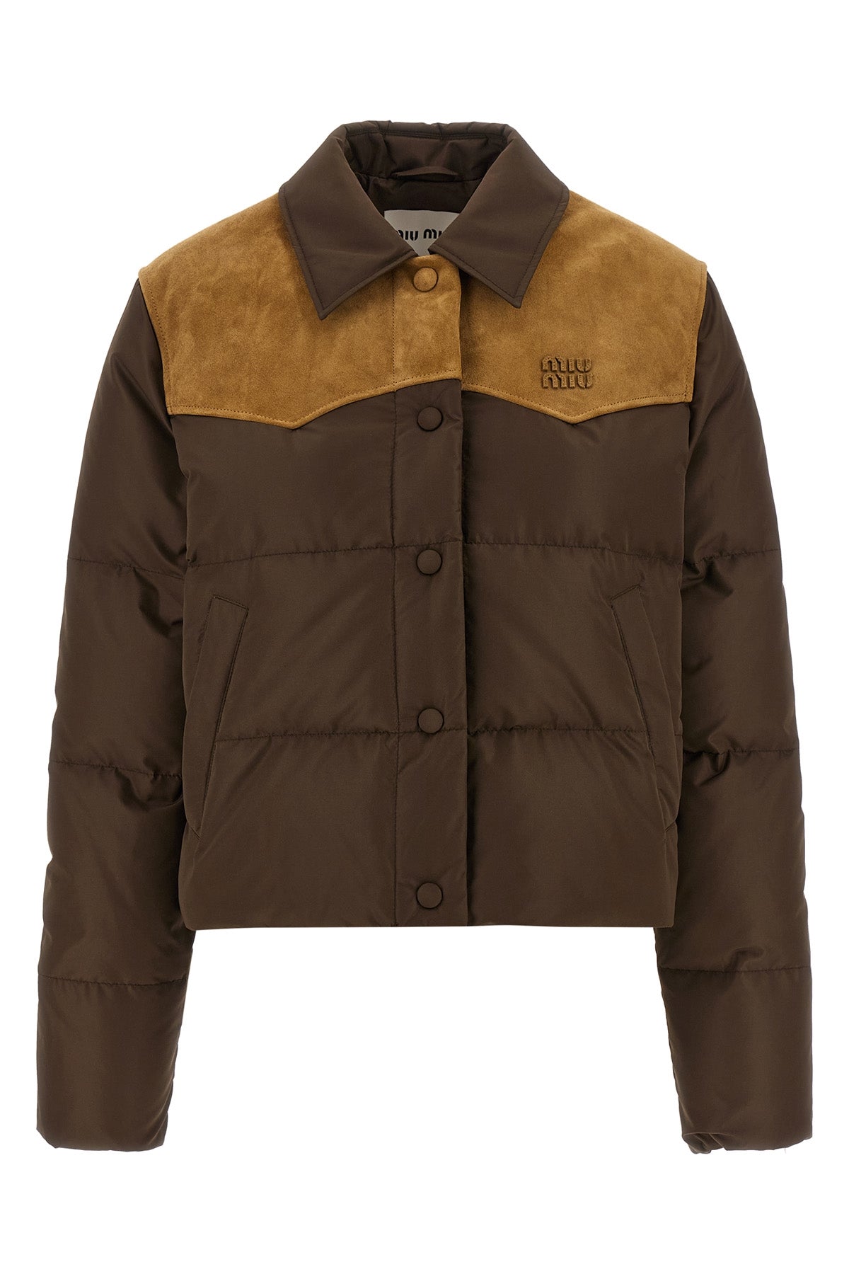quilted and goose feather padded pongé jacket