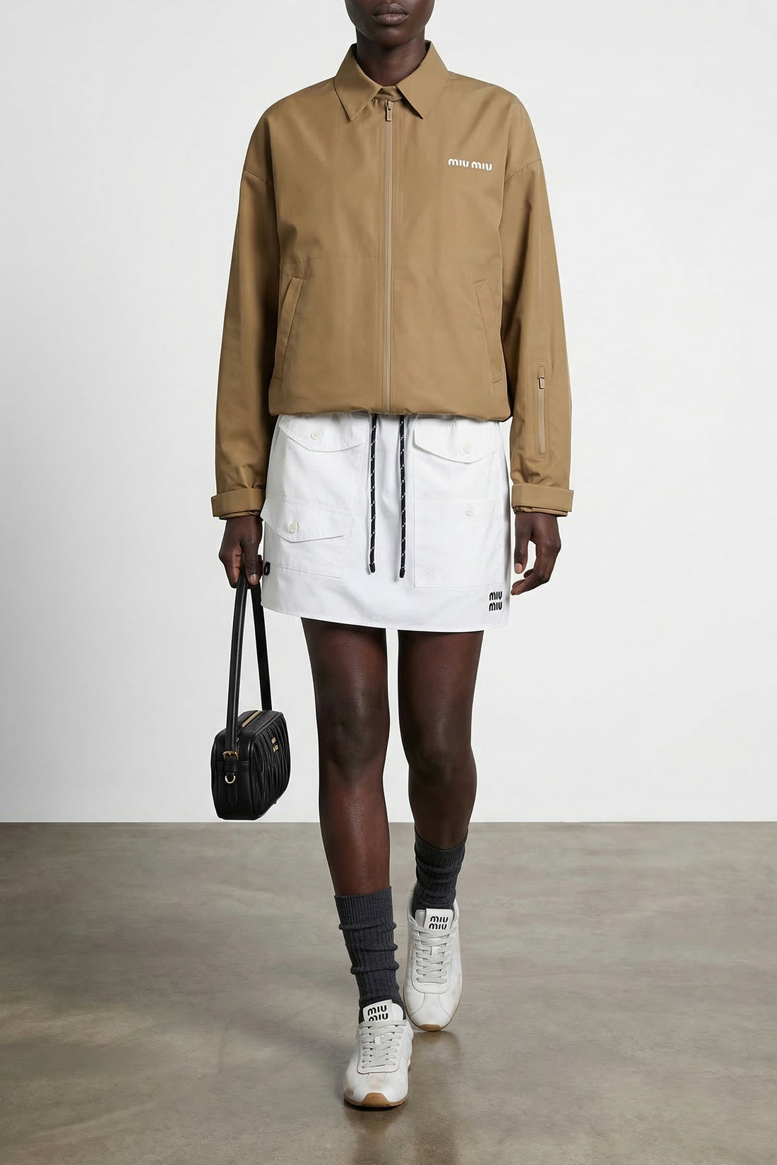 MIU MIU 38 anorak in water-repellent technical canvas