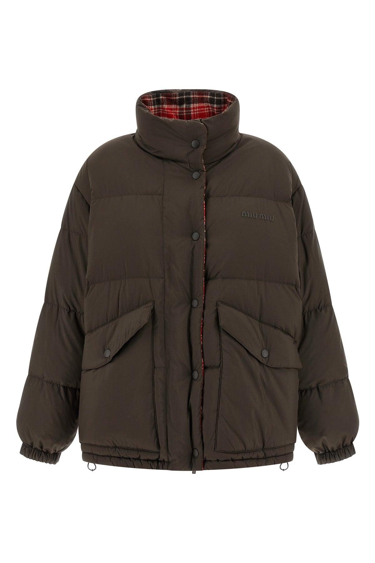 reversible down jacket in plain tec