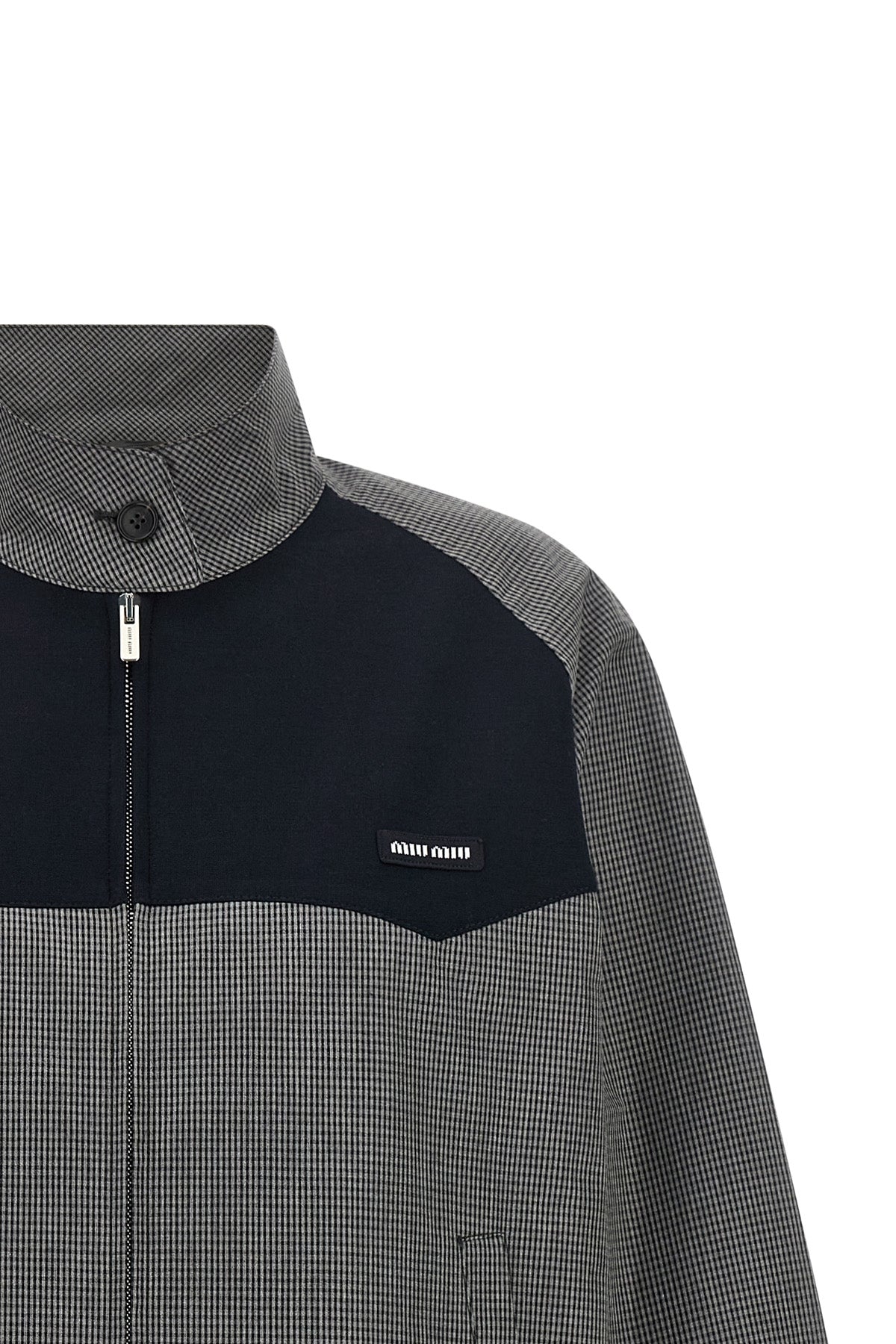 check vichy patterned cotton blouson
