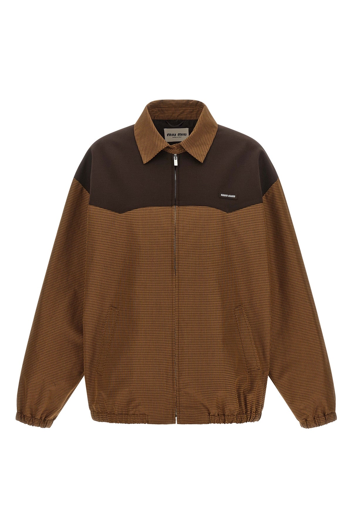 the miu miu checked vichy blouson is made of pure structured cotton