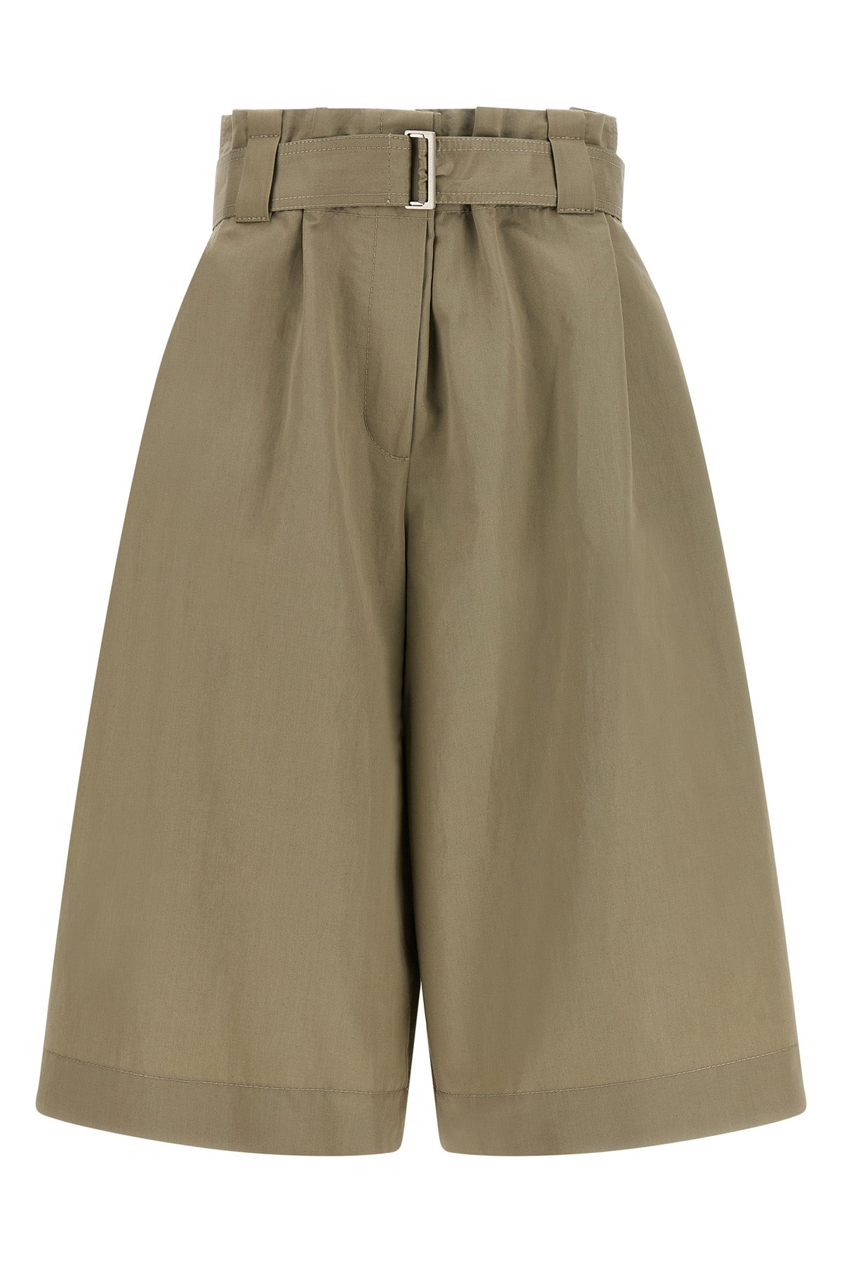 pull-on cotton and ramie blend bermuda shorts