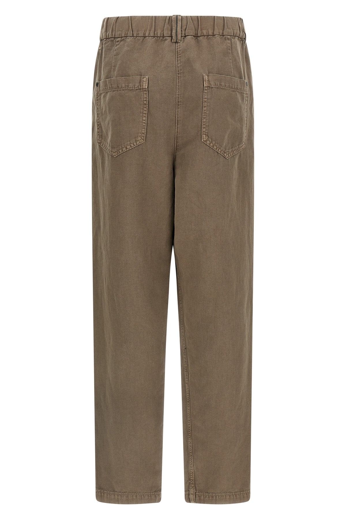 garment-dyed pants in cotton and linen blend