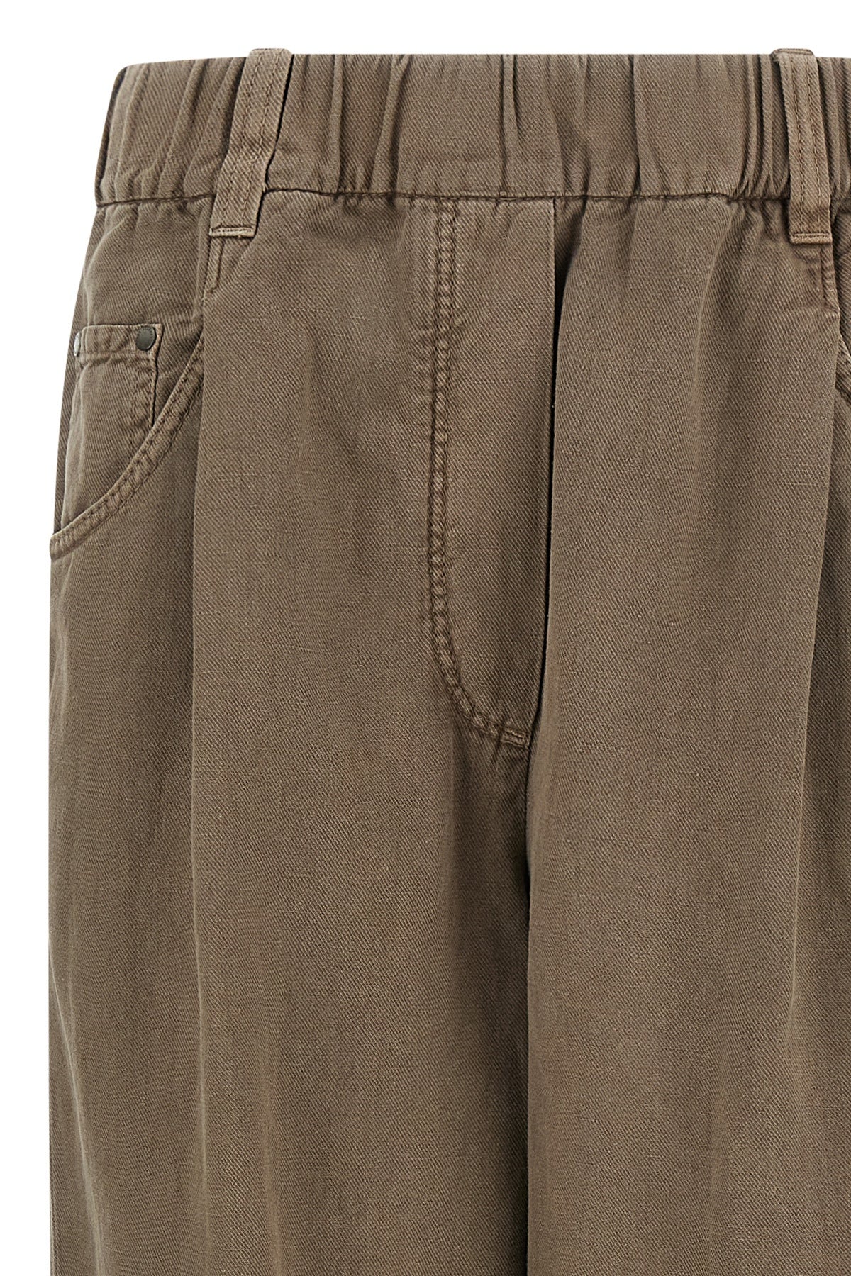 garment-dyed pants in cotton and linen blend