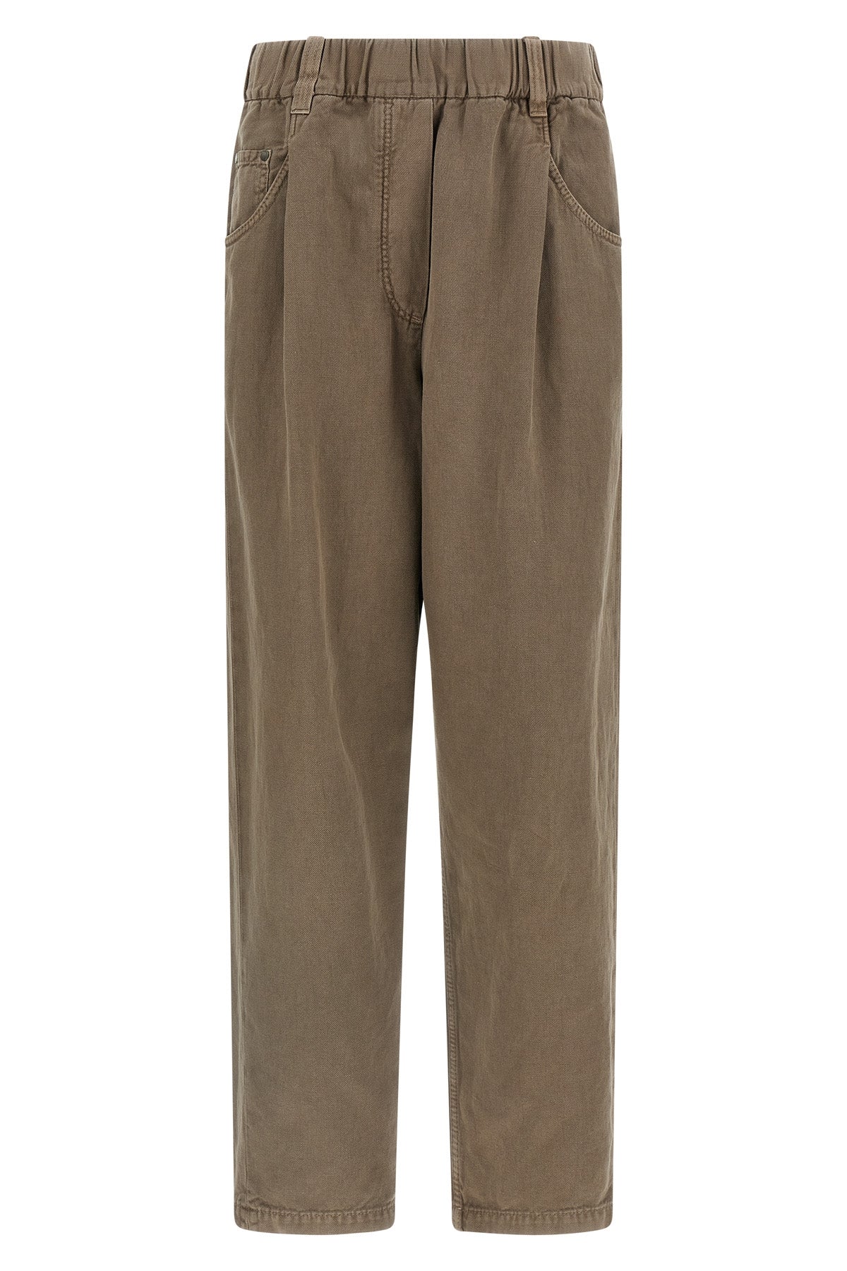 garment-dyed pants in cotton and linen blend