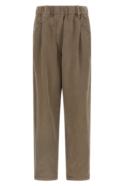 garment-dyed pants in cotton and linen blend