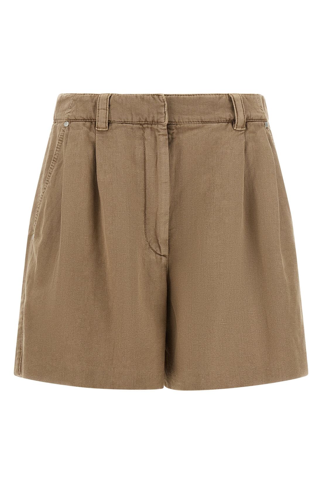 BRUNELLO CUCINELLI 40 brunello cucinellis baggy shorts on cotton and garment-dyed linen covers blen