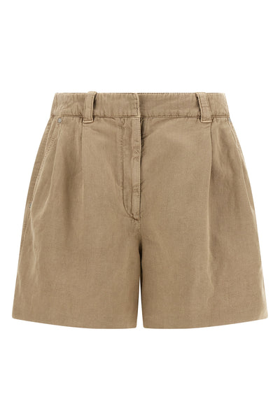 baggy shorts in garment-dyed cotton and linen cover