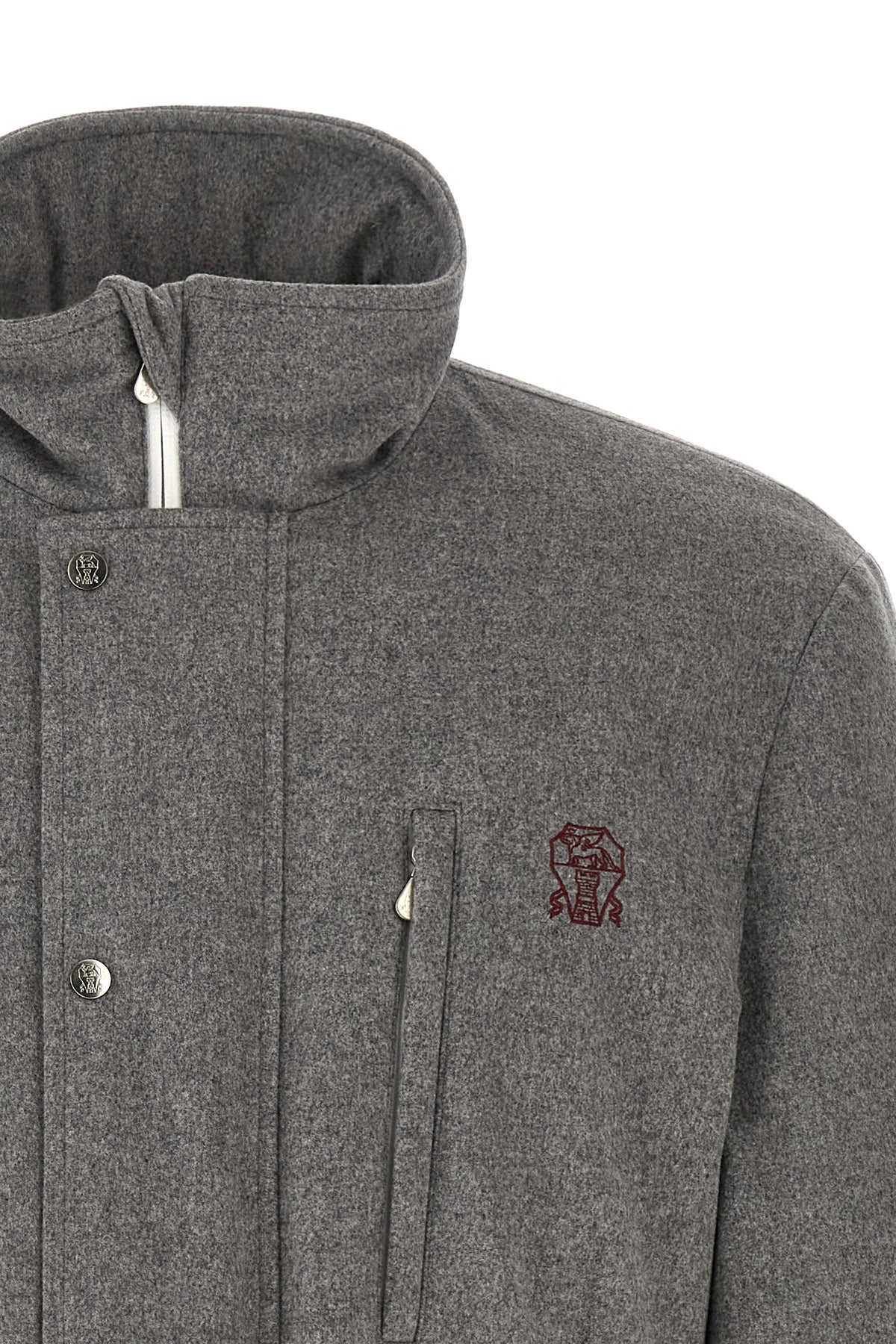 the brunello cucinelli mountain in membrane wool flannel down jacket