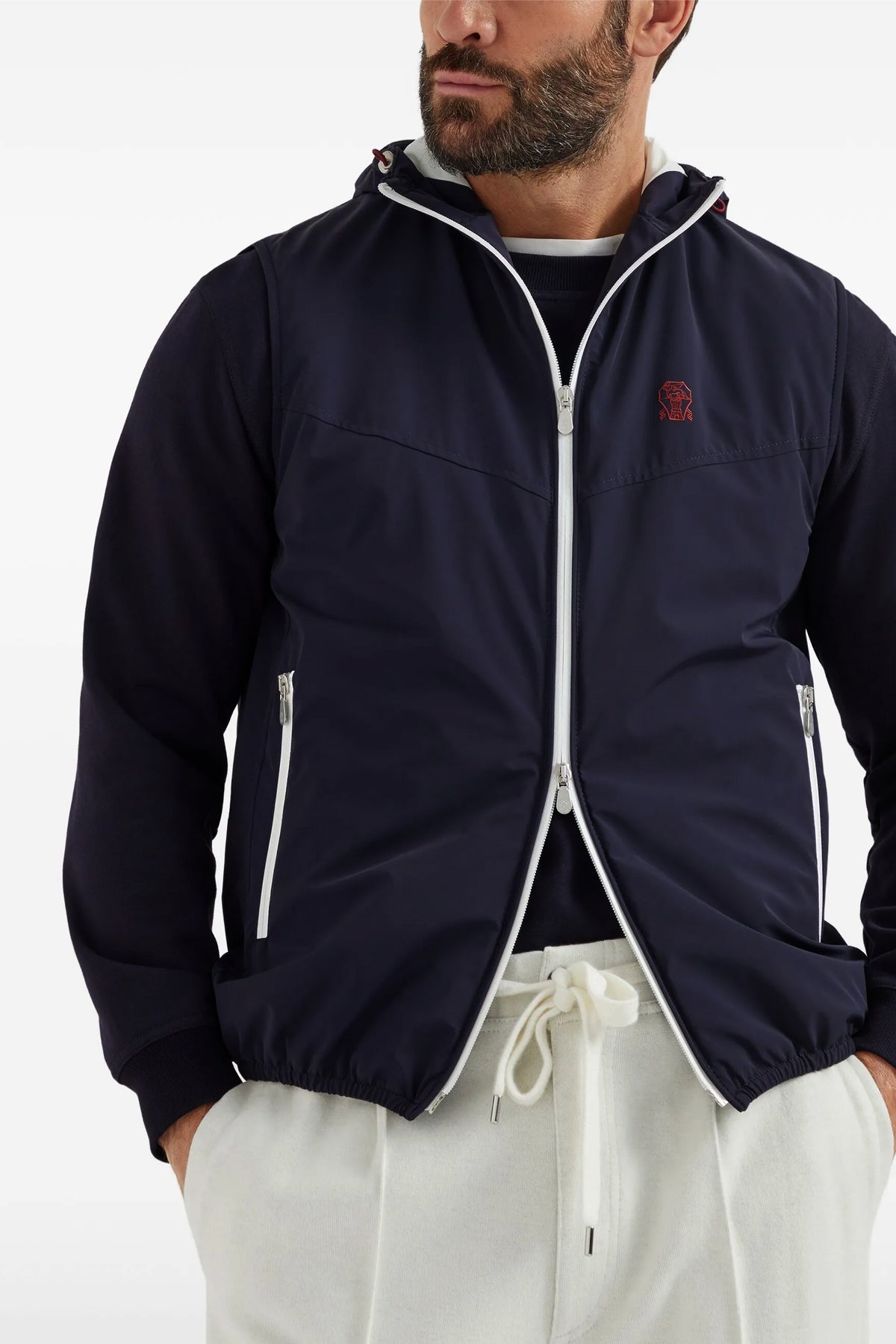 waistcoat in water-repellent technical fabric slightly padded