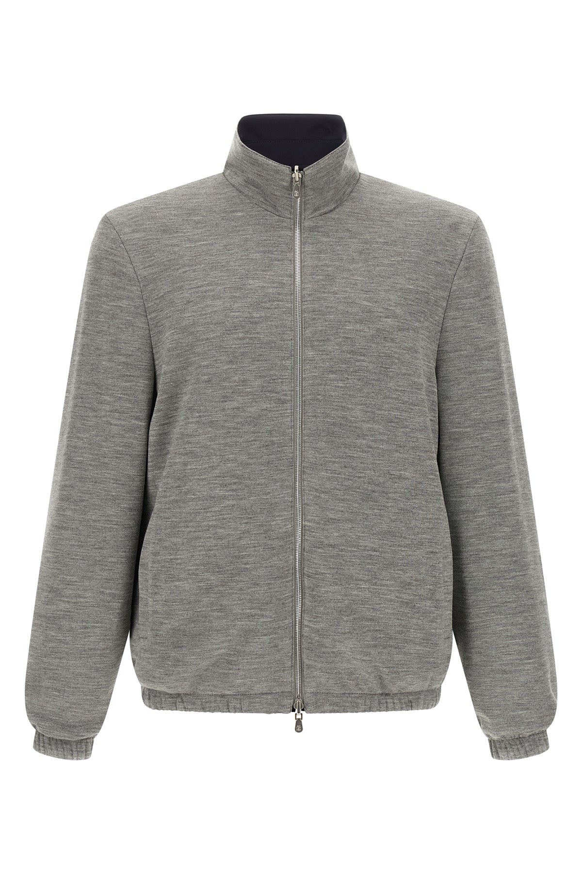 reversible jacket in breathable water-repellent technical fabric and wool mélang