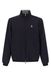 reversible jacket in breathable water-repellent technical fabric and wool mélang