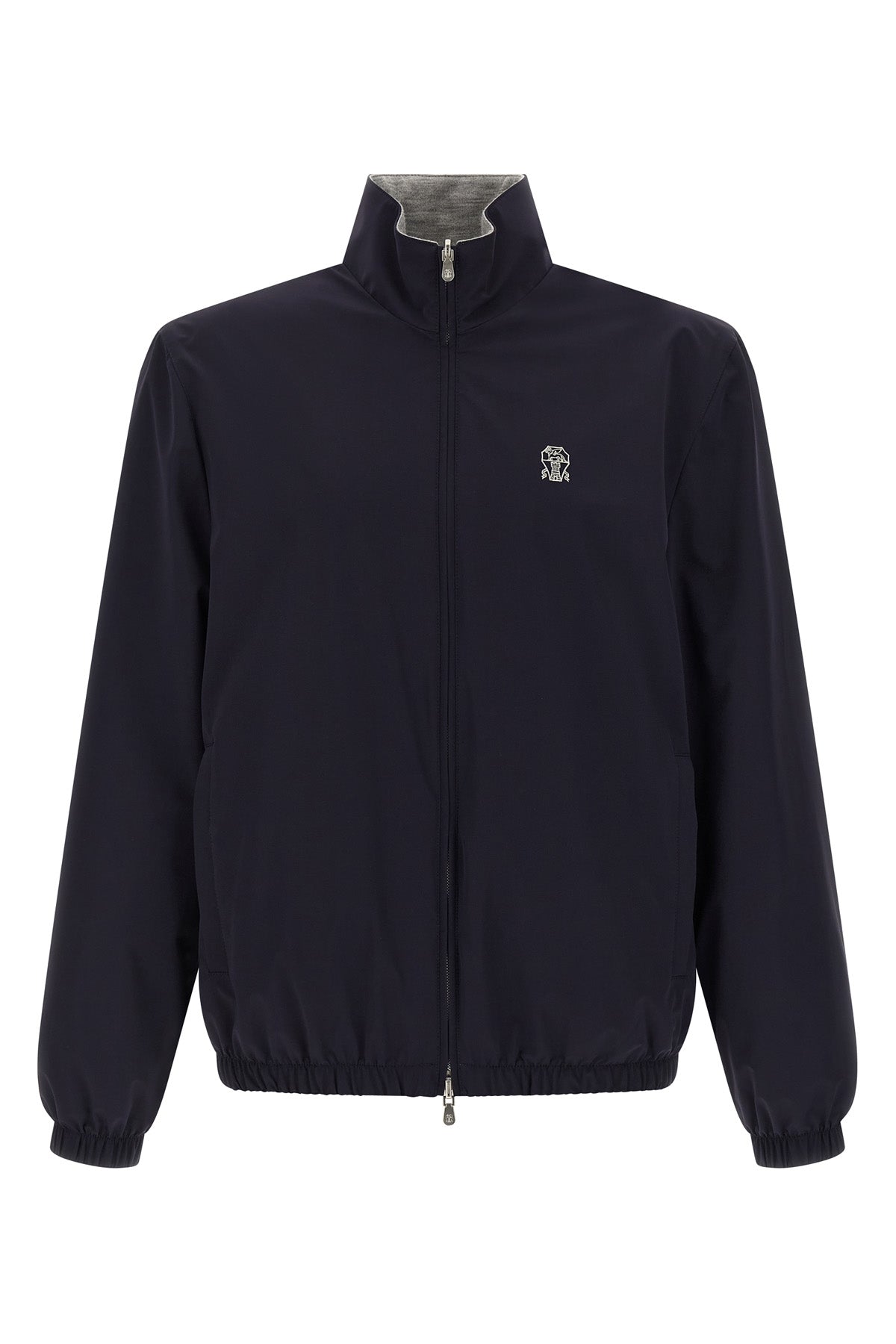 reversible jacket in breathable water-repellent technical fabric and wool mélang