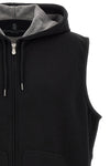 hooded vest in cotton blend