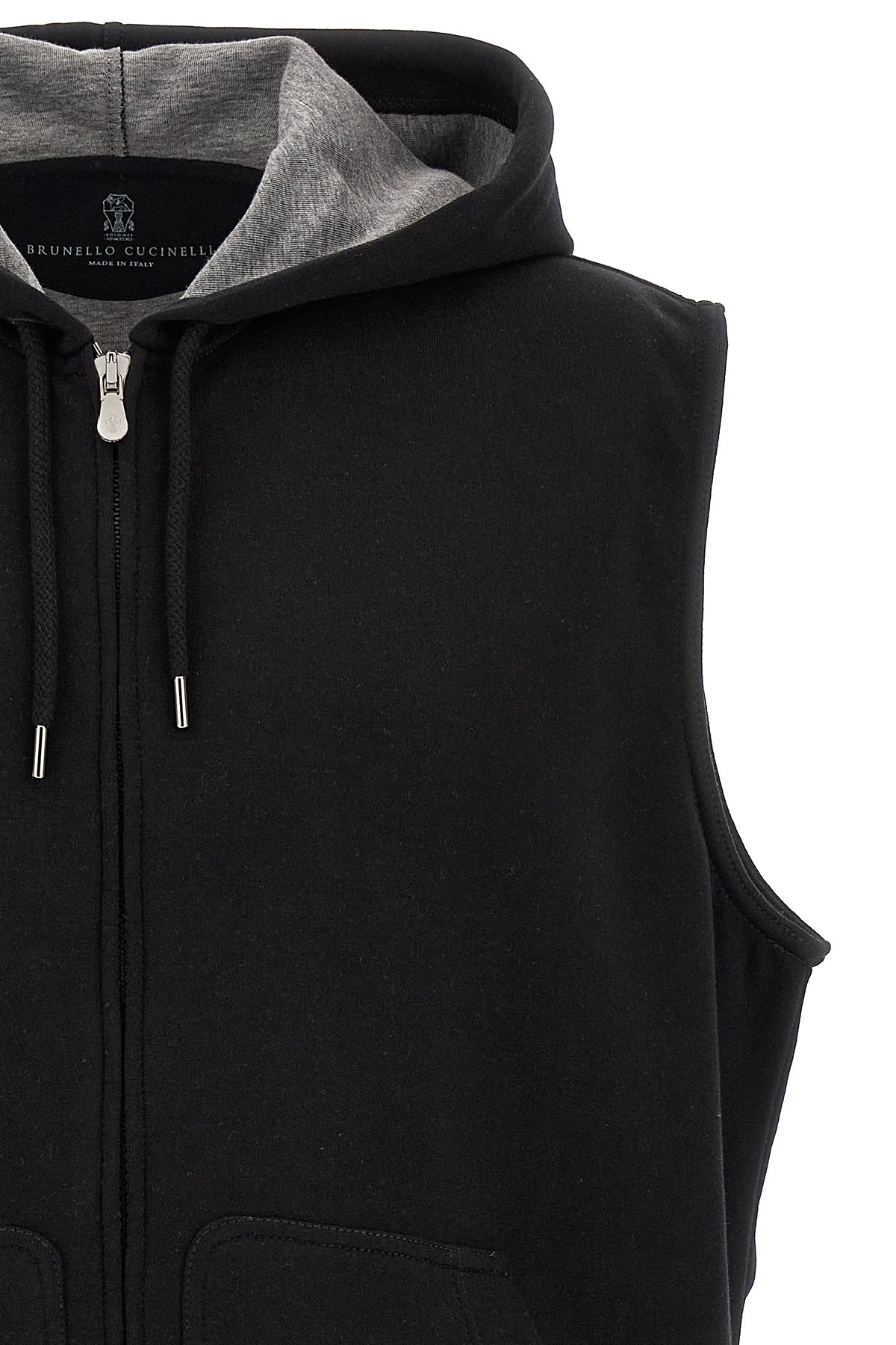 hooded vest in cotton blend