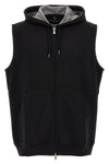 hooded vest in cotton blend