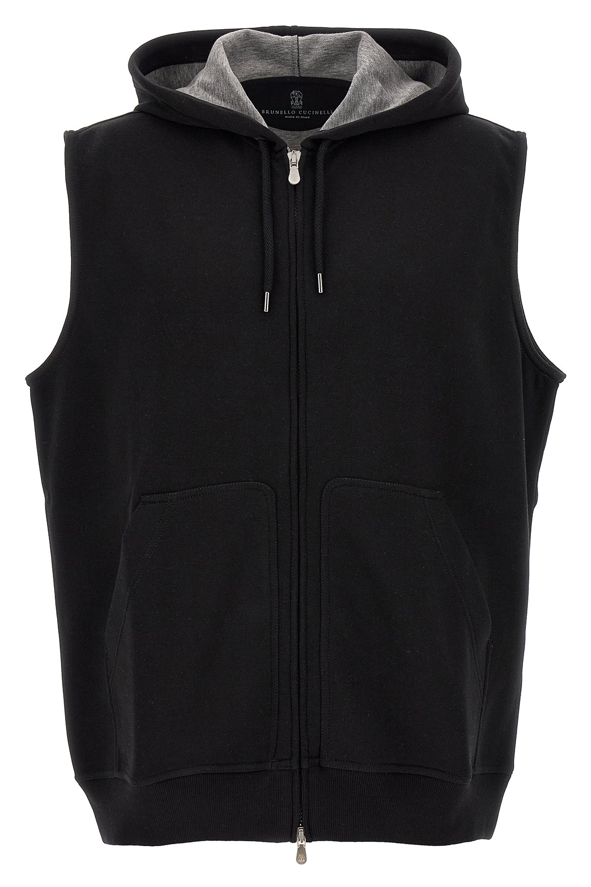 hooded vest in cotton blend