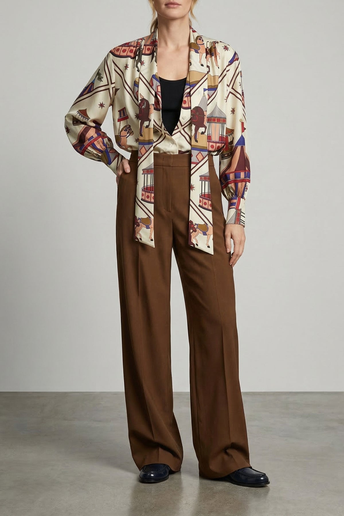 circo print silk shirt
