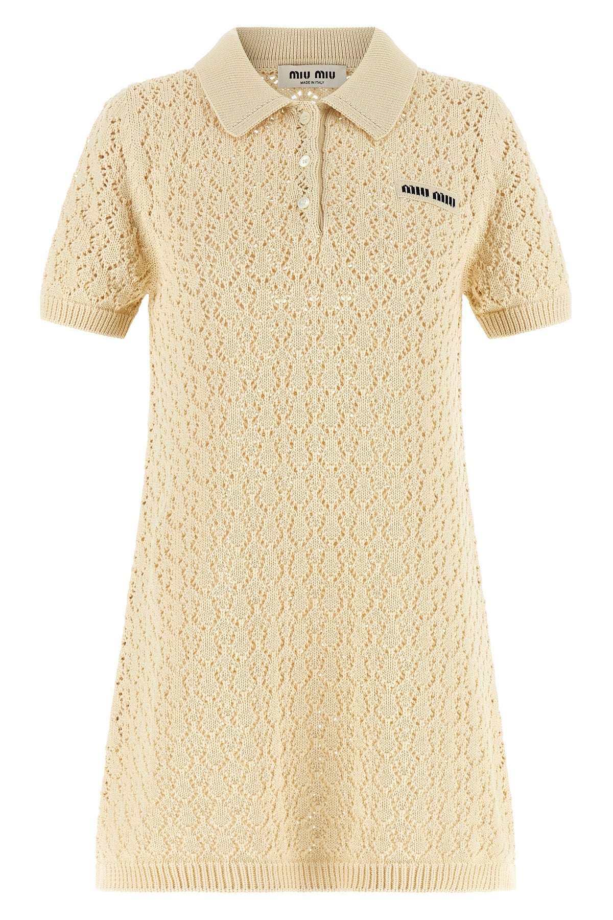 knitted openwork cotton mini dress