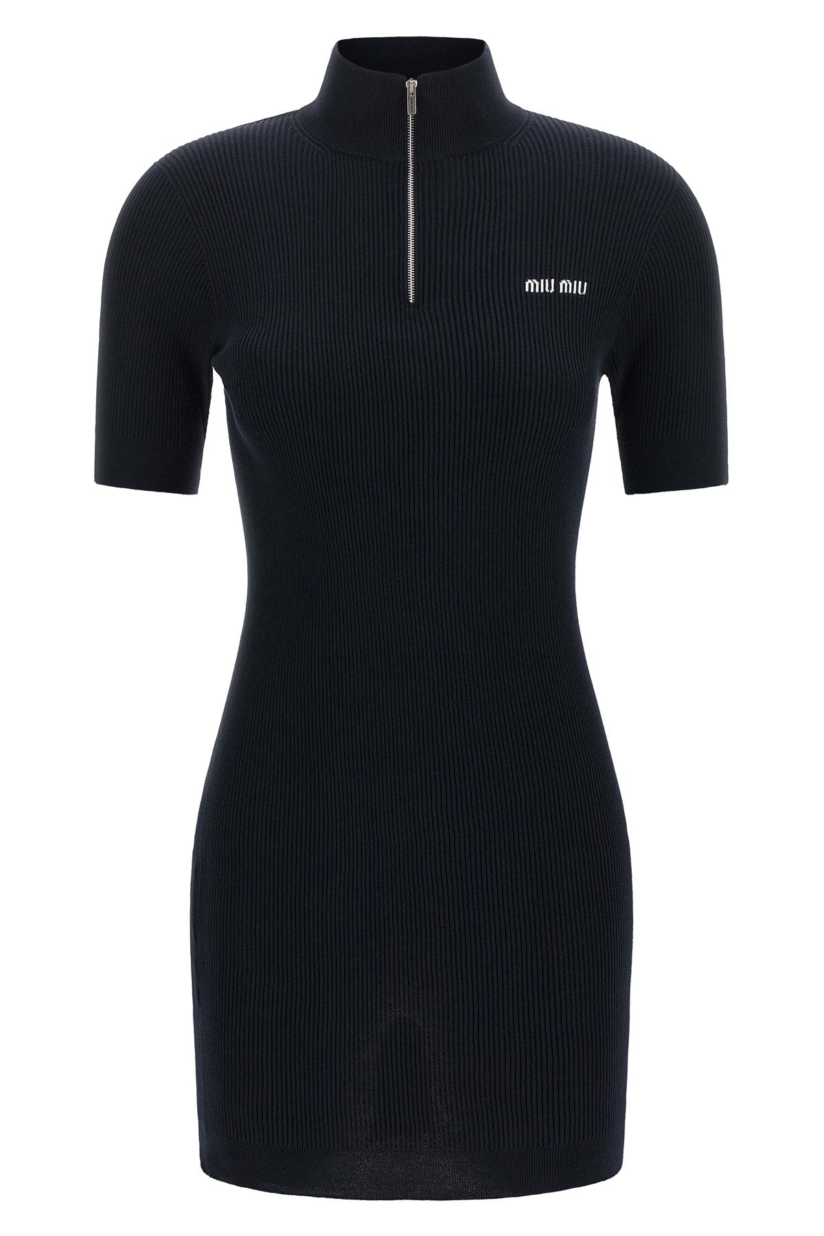 the miu miu ribbed knit mini dress is made of pure cotton