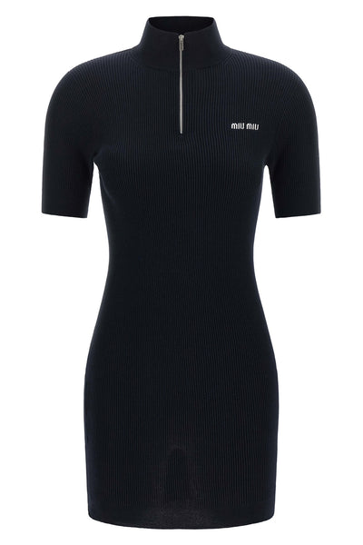 the miu miu ribbed knit mini dress is made of pure cotton