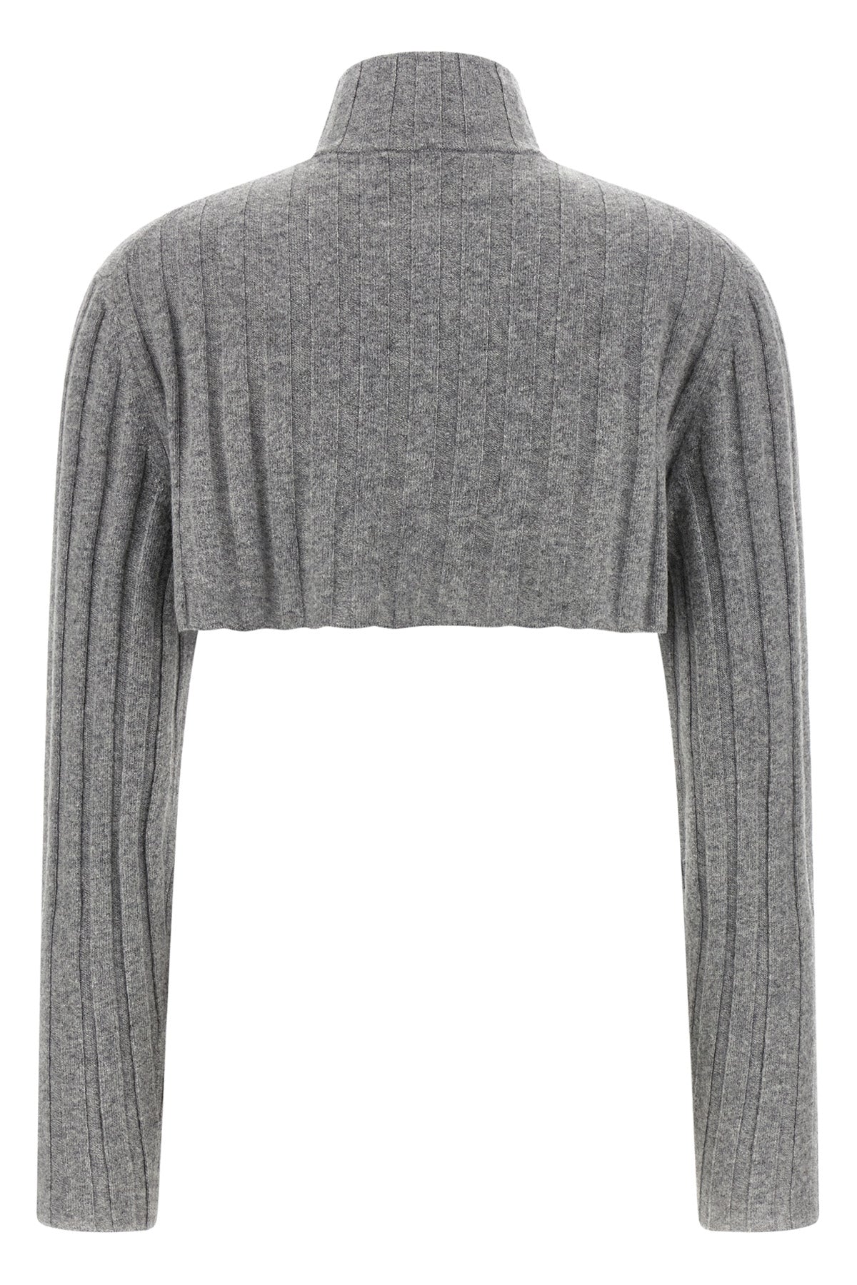 ribbed wool knit cropped cardigan