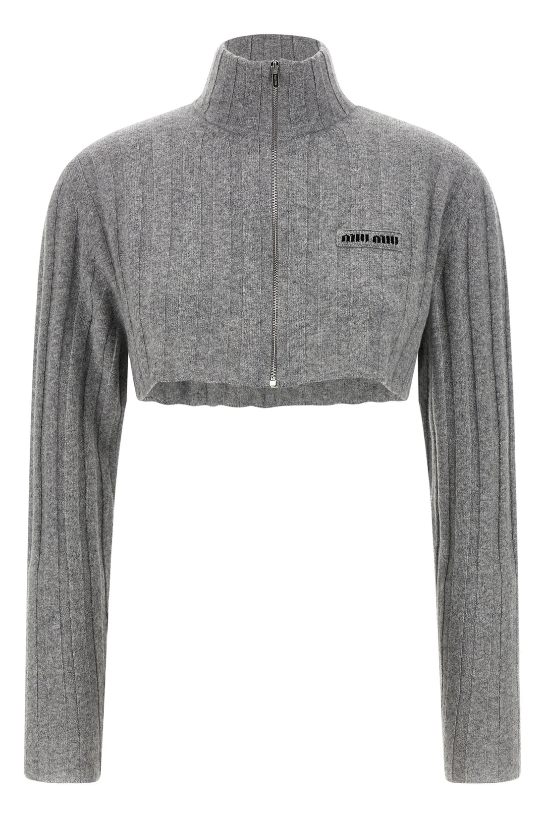 MIU MIU 38 ribbed wool knit cropped cardigan