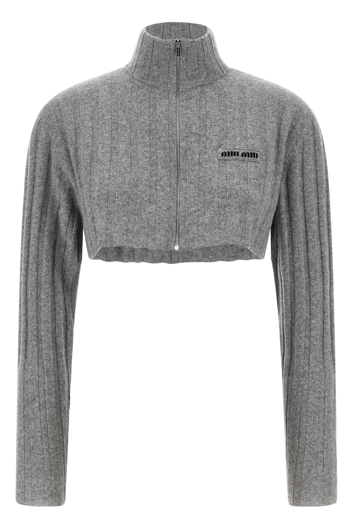 ribbed wool knit cropped cardigan