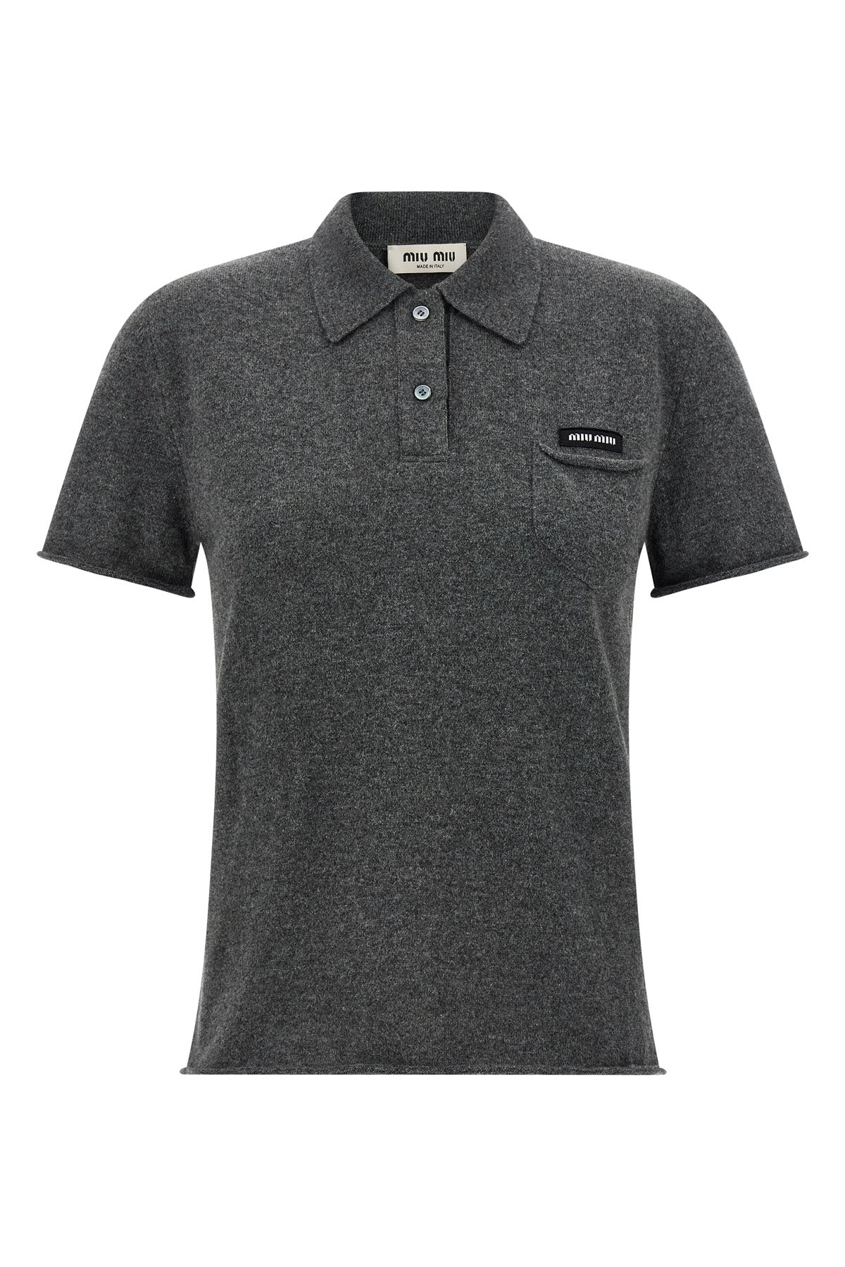 mélange cashmere polo shirt