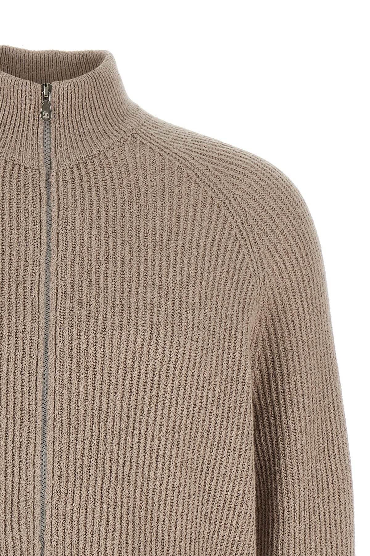 english half-ribbed cotton gauze cardigan