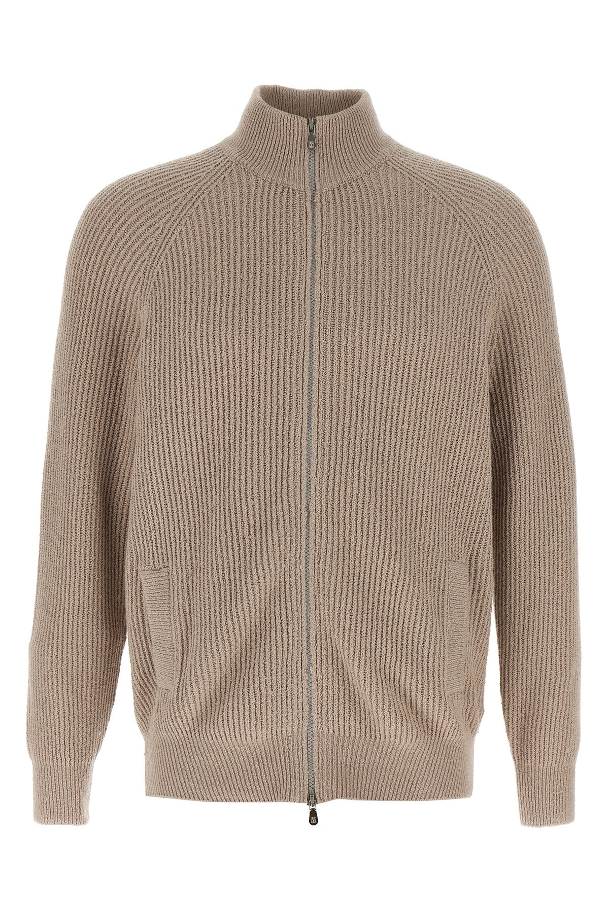 english half-ribbed cotton gauze cardigan