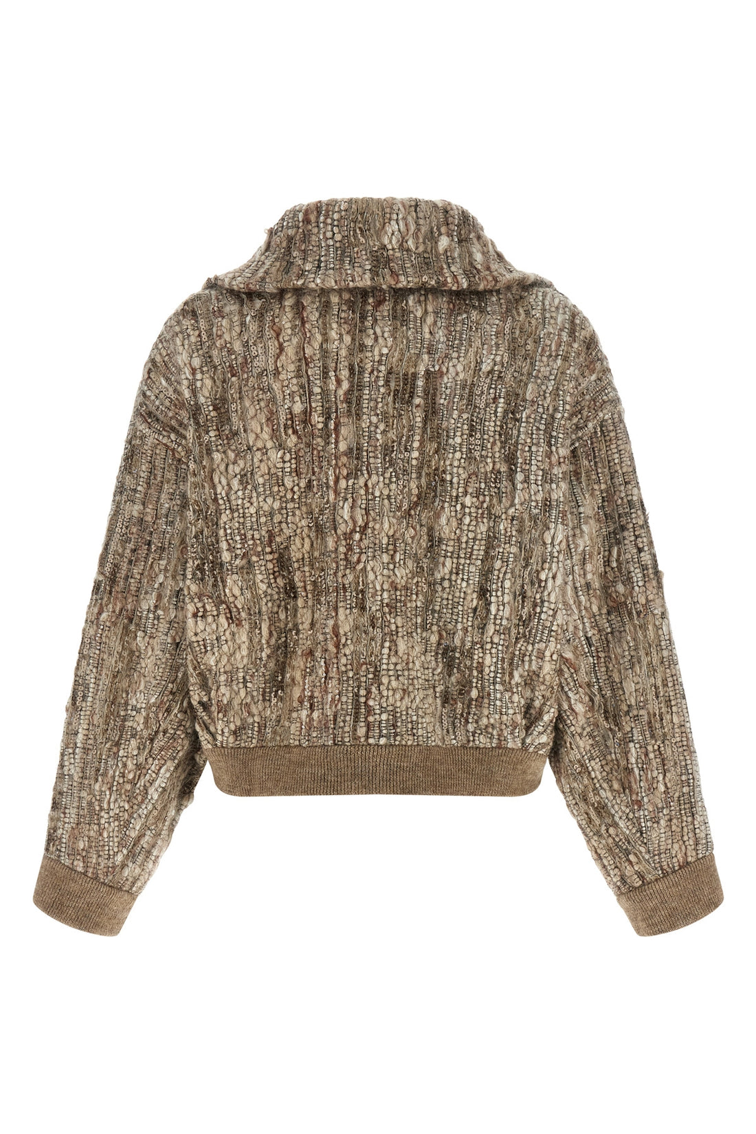 BRUNELLO CUCINELLI S mohair tweed cardigan characterized by a coarse and irregular weave of yarns of