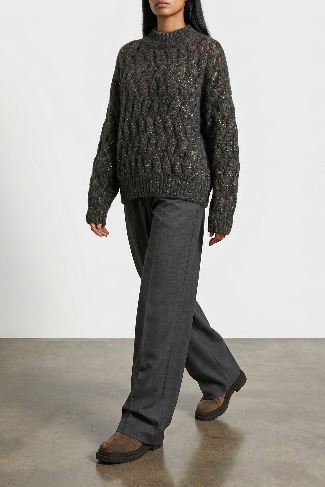 BRUNELLO CUCINELLI XS dazzling waves mohair blend sweater
