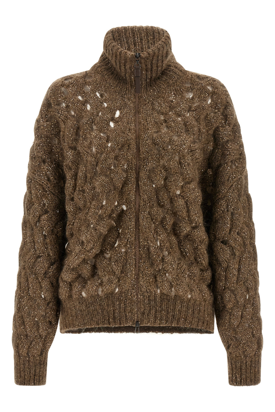 BRUNELLO CUCINELLI XXS dazzling waves mohair blend cardigan