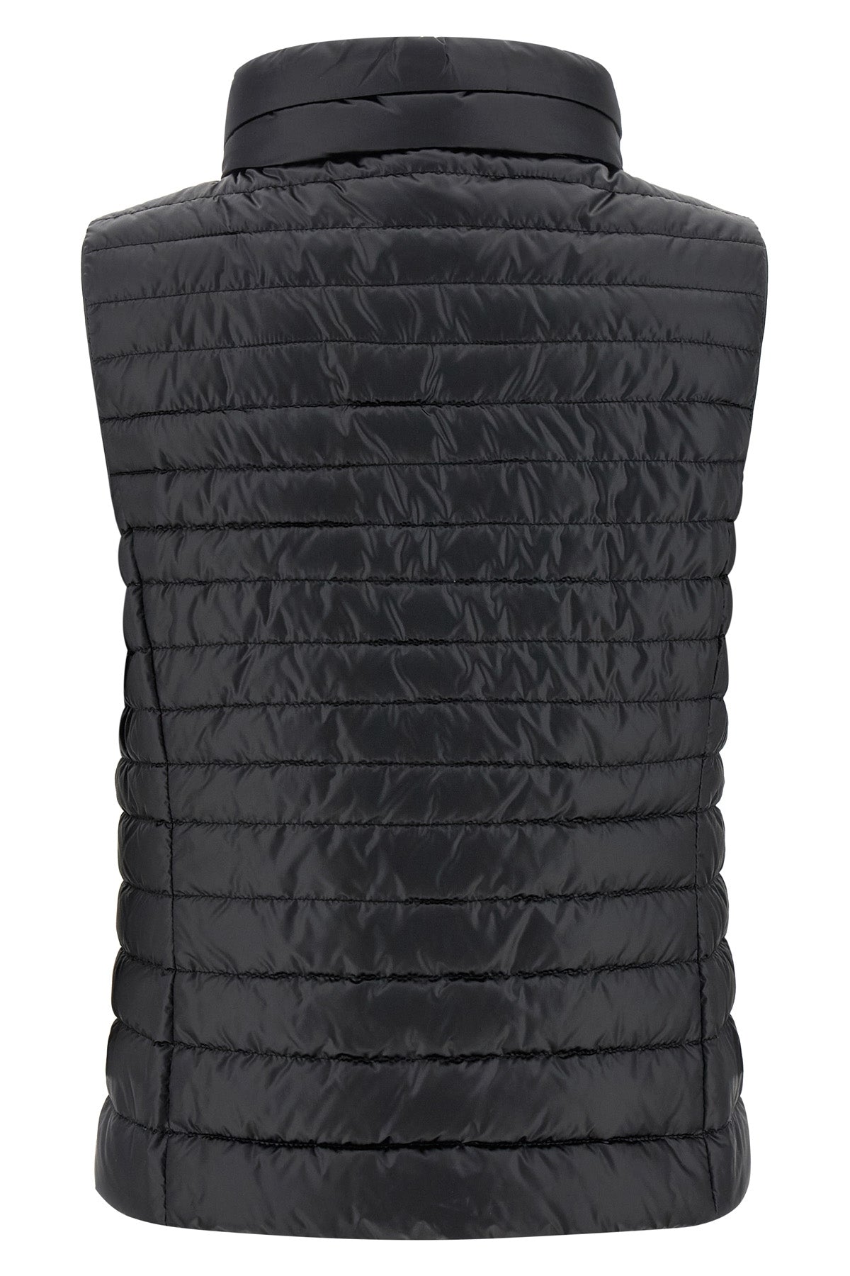 villan vest in polished technical fabric quilted and goose feather padding