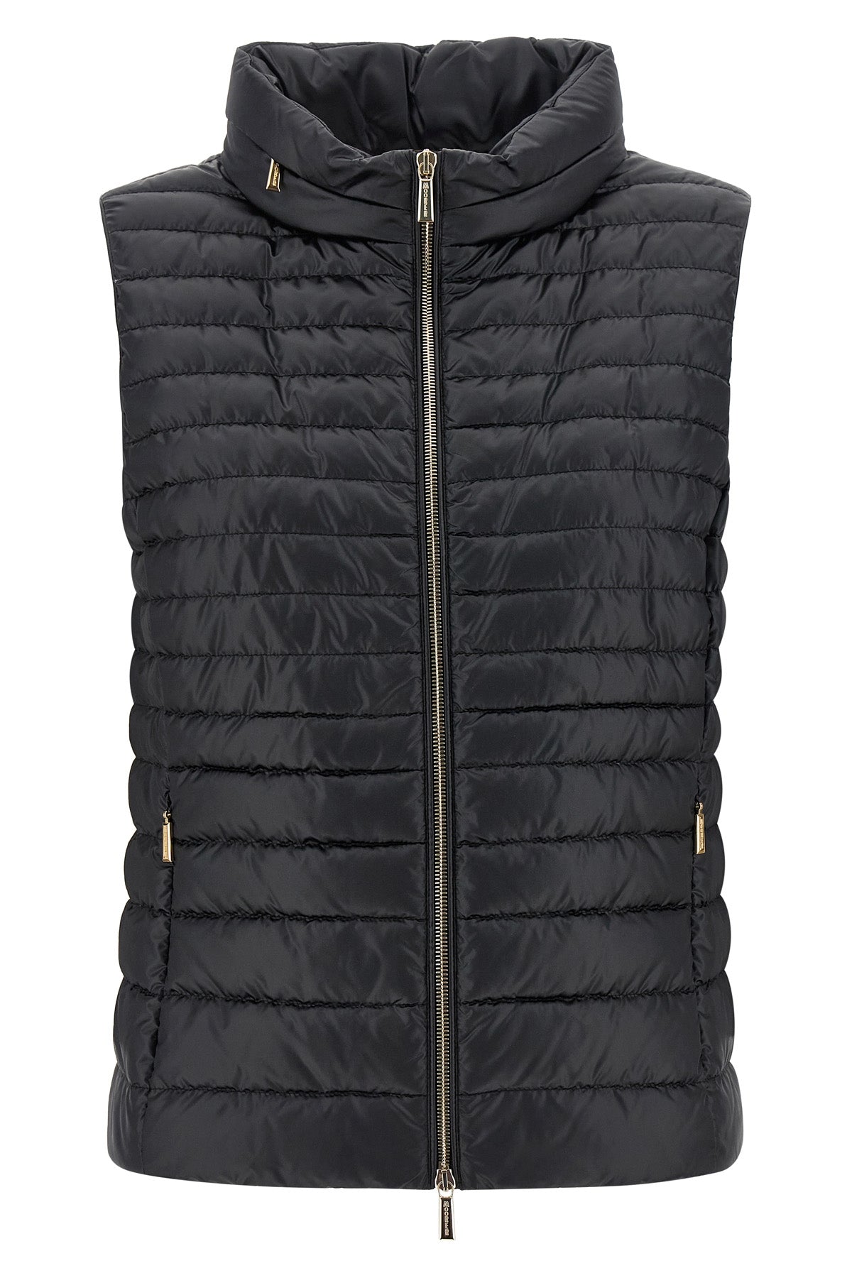 villan vest in polished technical fabric quilted and goose feather padding